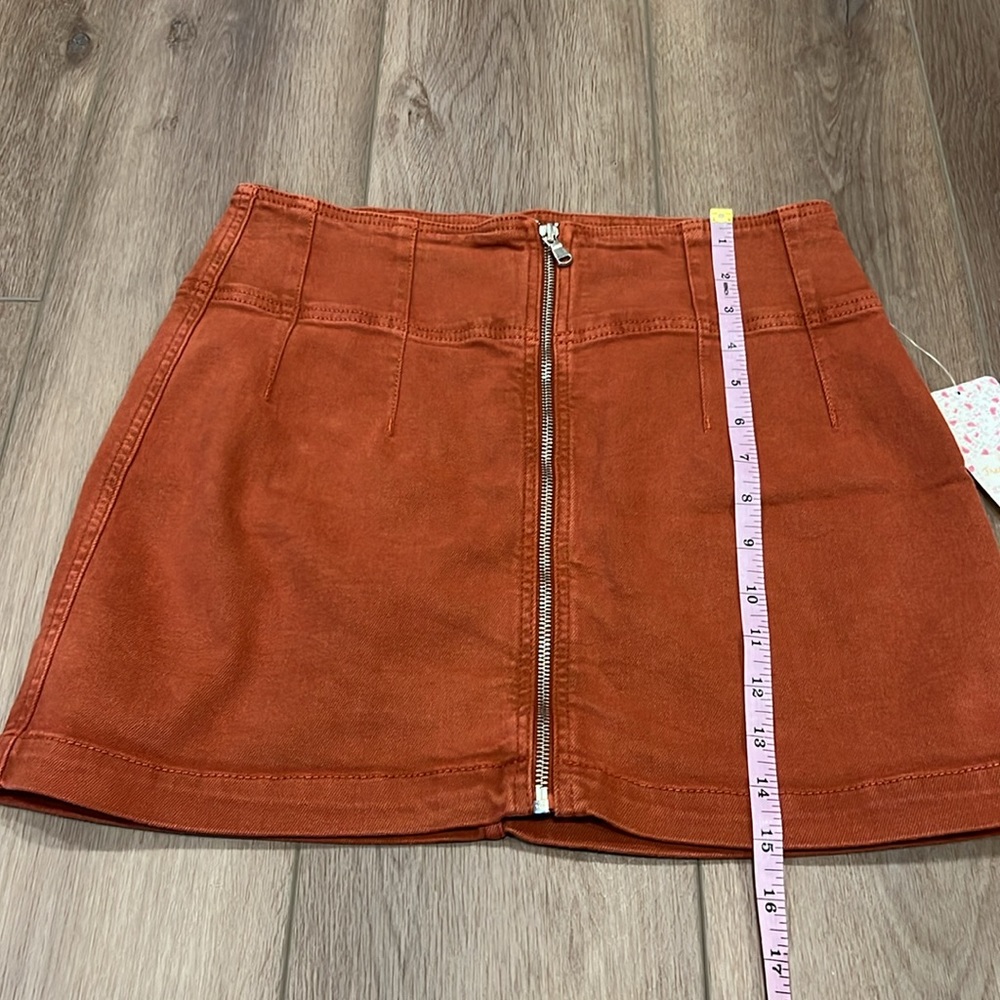 NWT Free People Virgo Jean Mini Skirt Primrose Waist 29 Zipper Front Boho - Picture 10 of 16